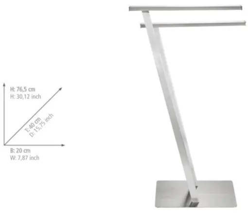 WENKO 24397100 - Törölközőtartó LIRIO 20x76,5 cm rozsdamentes acél/szatén