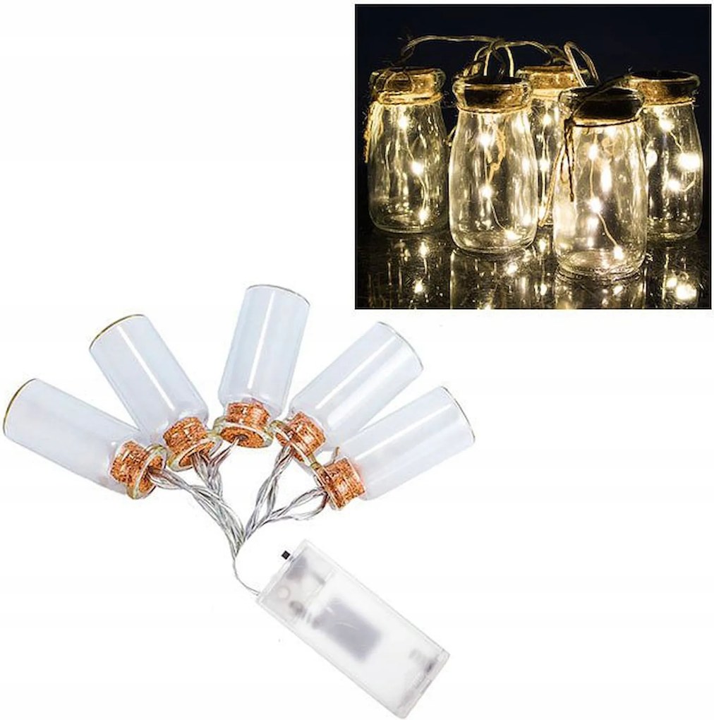 Lámpák Befőttes Üvegek Karácsonyfa 5 Üveg 15 Led Dekoráció Meleg Fehér