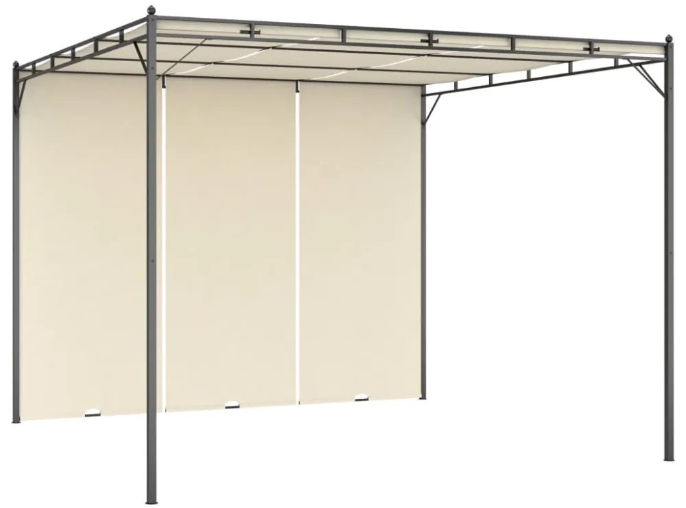 krémszínű kerti pavilon oldalfüggönnyel 3 x 3 x 2,25 m