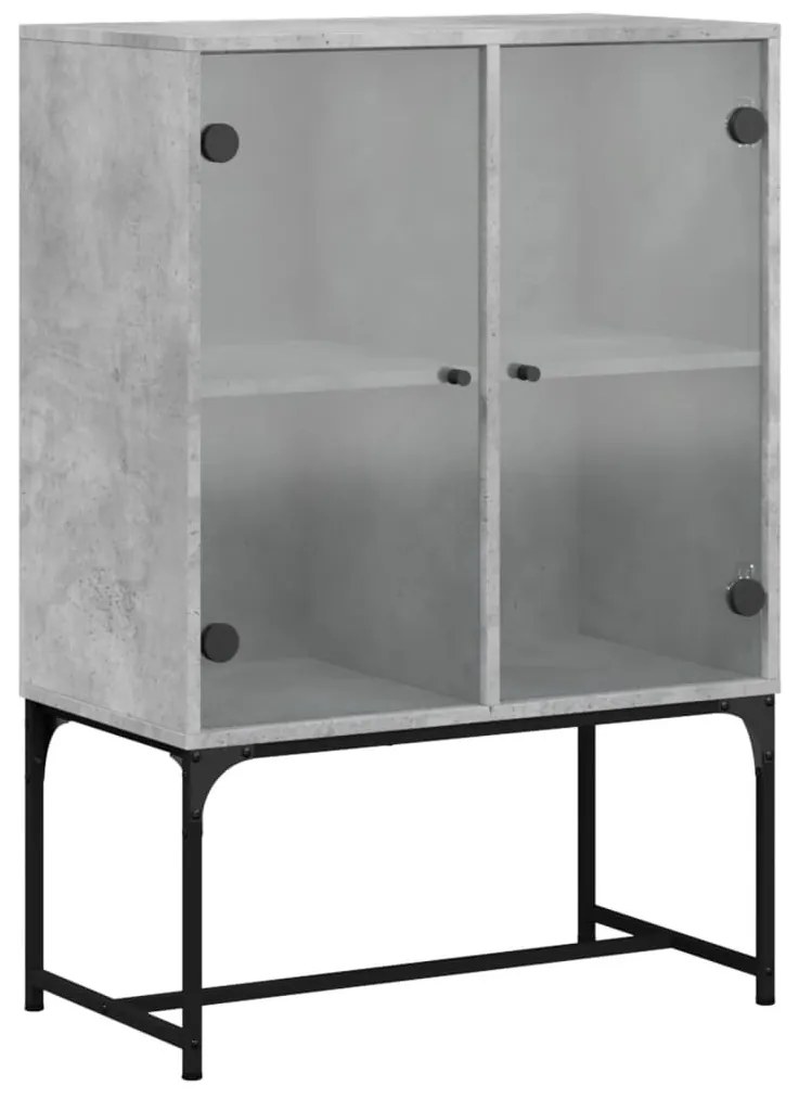 betonszürke kisszekrény üvegajtókkal 69x37x100 cm