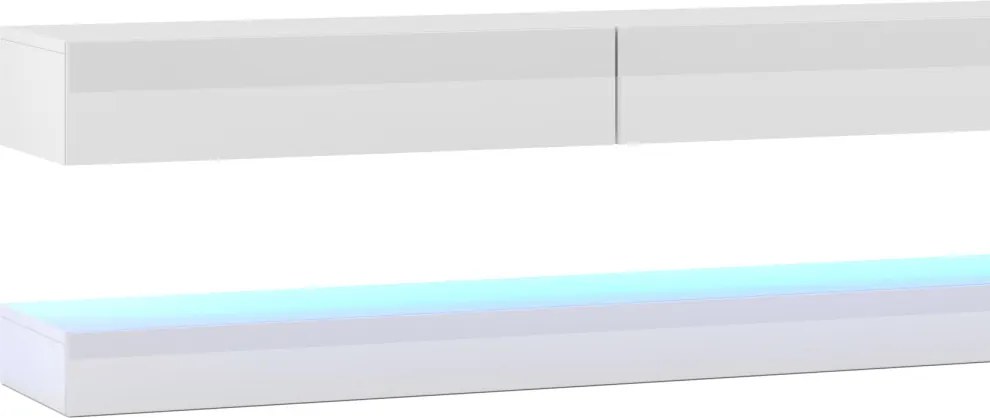 TV szekrény FLY DOUBLE fehér/fényes fehér LED 5W