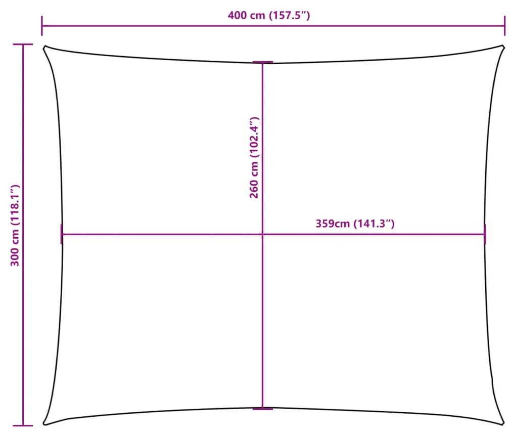 terrakotta téglalap alakú oxford-szövet napvitorla 3 x 4 m