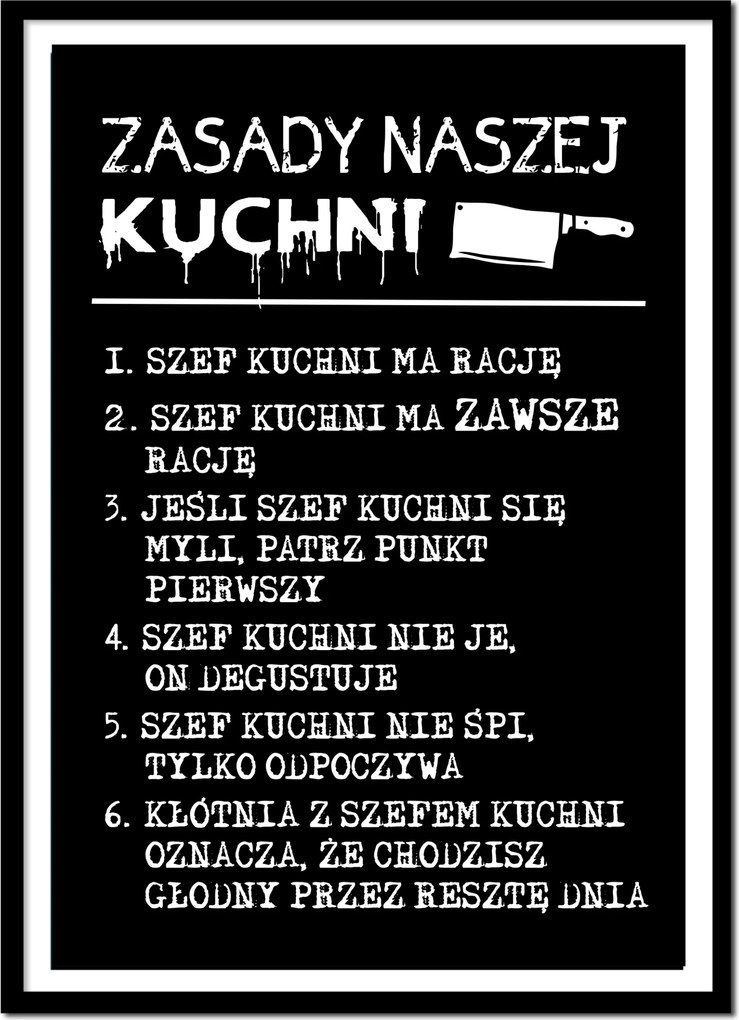 Kép Poszter Keretben A Konyhába Az Étkezőbár Szabályai P2583_A4