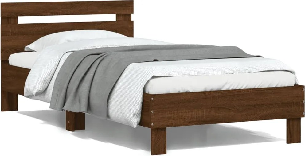 vidaXL barna tölgy színű fejtámlás ágykeret matrac nélkül 100 x 200 cm