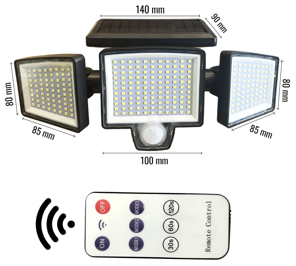 Bluegarden Bluegarden, LED napelemes lámpa mozgásérzékelővel 7W 6500K P60262, OGR-08398