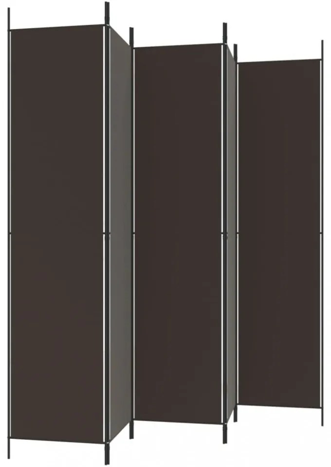 5 paneles barna szövet paraván 250 x 220 cm