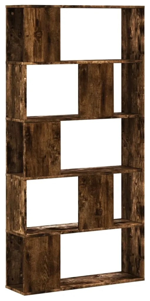 5 szintes füstös tölgy színű fa könyvespolc 80,5x23,5x162,5 cm