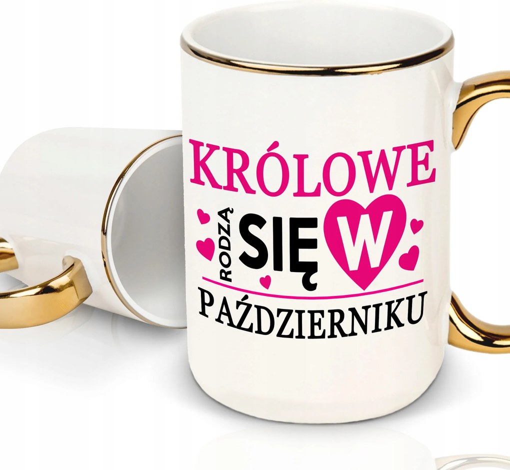 Fehér Bögre XXL Arany Töltet Királynők Születnek Októberben Neki