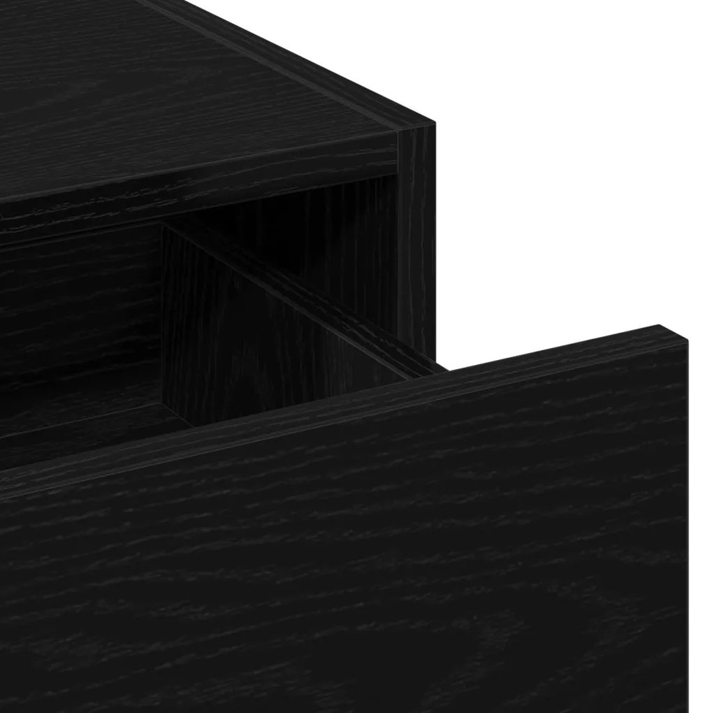 vidaXL Öltözködőasztal tükör lámpákkal Fekete 60 x 40 x 70 cm Faanyag