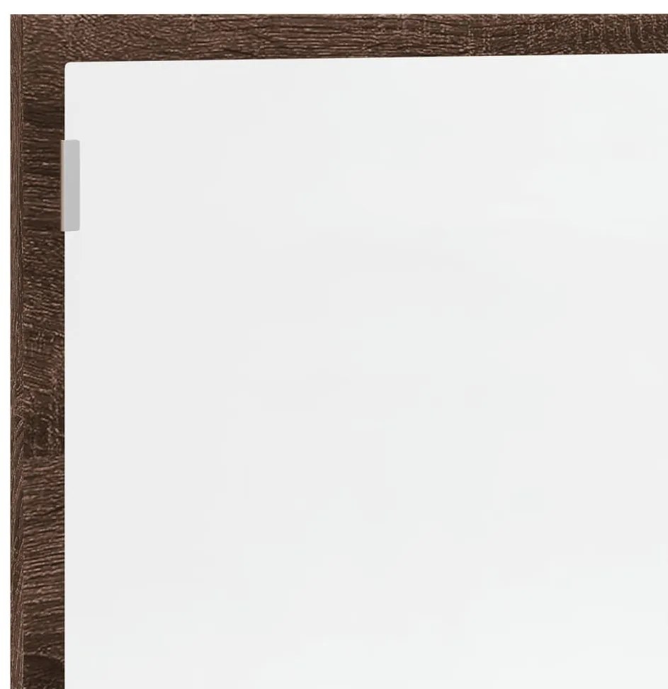 barna tölgy szerelt fa LED-es fürdőszobatükör 100x8,5x37 cm