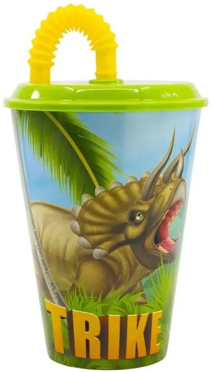 Dinoszaurusz T-Rex szívószálas pohár, műanyag 430 ml