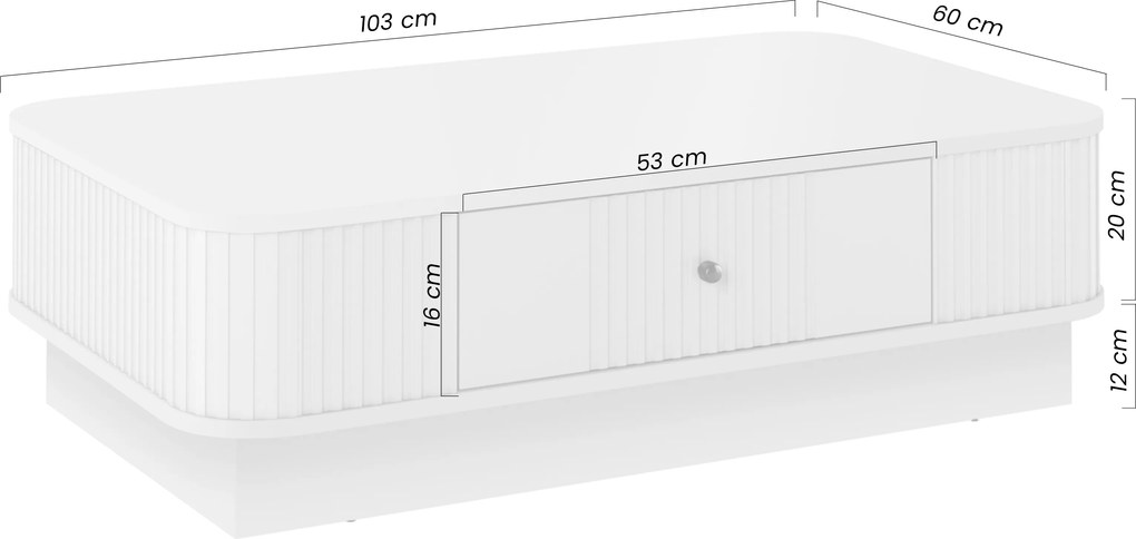 Vesper dohányzóasztal 103x60 cm fiókkal lábazaton - kasmír / fekete fogantyú