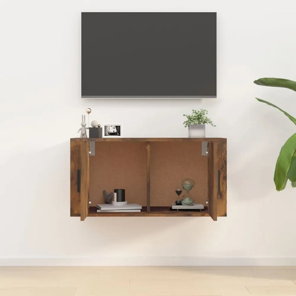 füstös tölgy színű fali TV-szekrény 80 x 34,5 x 40 cm