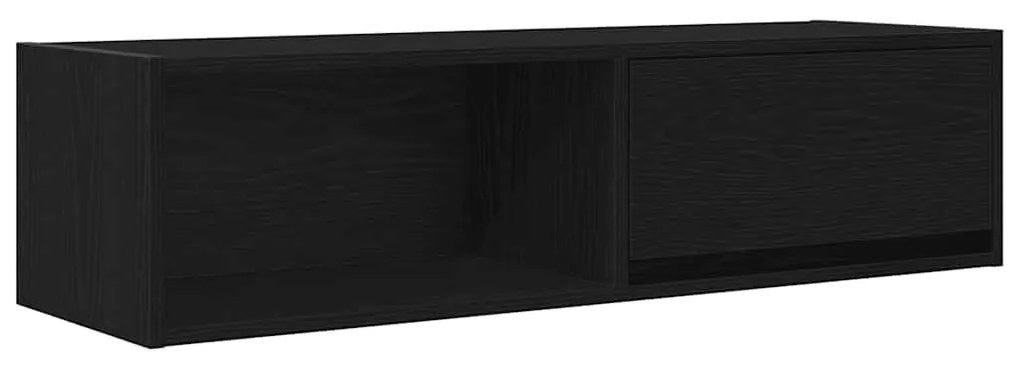 2 db fekete tölgy színű szerelt fa TV-szekrény 100x31x25,5cm
