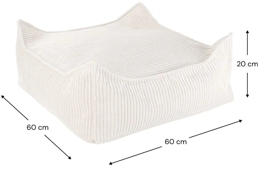 Krémszínű kordbársony gyerek babzsákfotel Square – Wigiwama