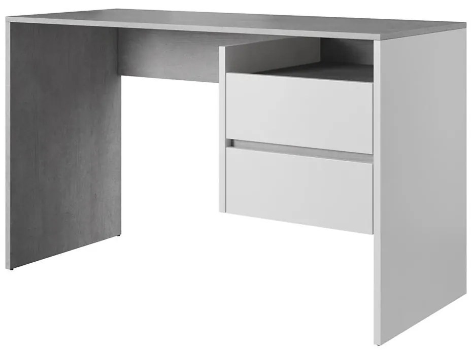 Fiókos íróasztal MARLO beton szürke/fehér