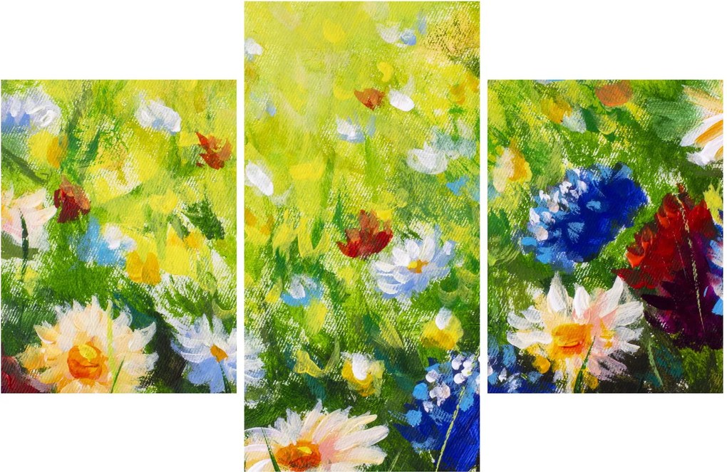 Virágzó rét képe, olajfestmény (90x60 cm)