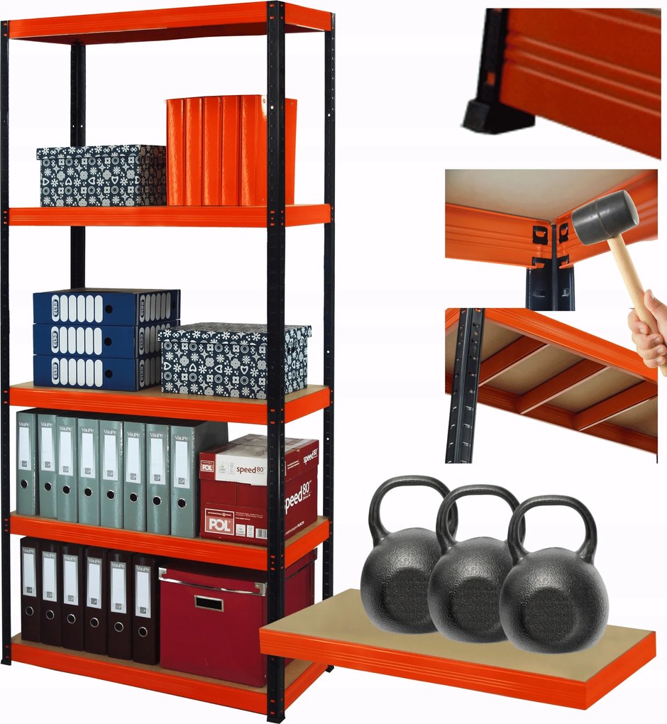 Műhelypolc fém állvány Helios 196x75x50cm 5Px350kg Gyártó