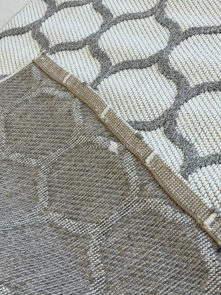 Bouclair bézs alapon szürke minta G3718 rongyszőnyeg 160x220cm