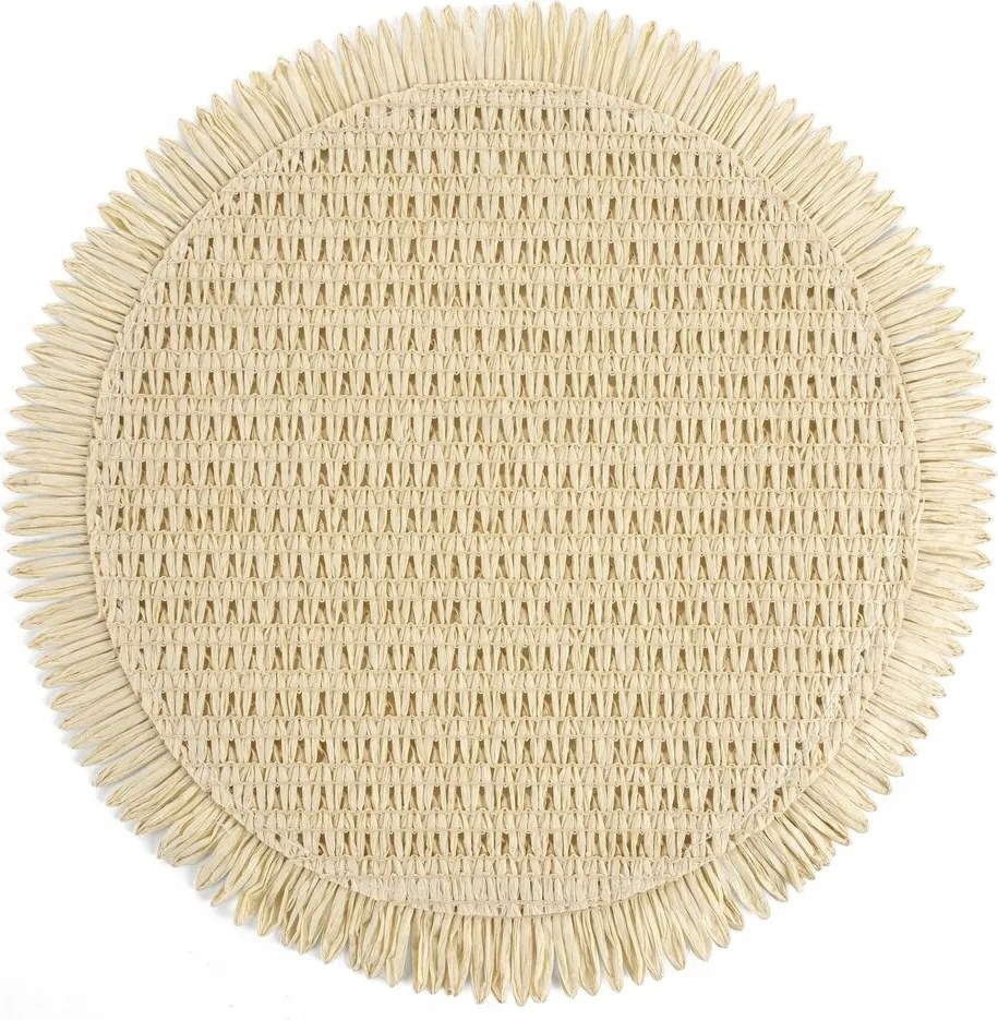 Kerek asztal alátét átm. 38 cm bézs, rojtokkal