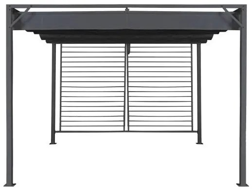 Prémium pergola szürke acél vázzal és poliészter tetővel 300x300x230 cm