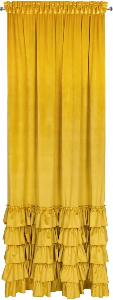 Kész függöny 140X270 mustárszínű, fodros Romantikus