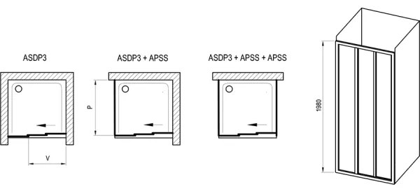 Ravak 00VG01R211 - Háromrészes zuhanyajtó SUPERNOVA 120x198 cm fehér
