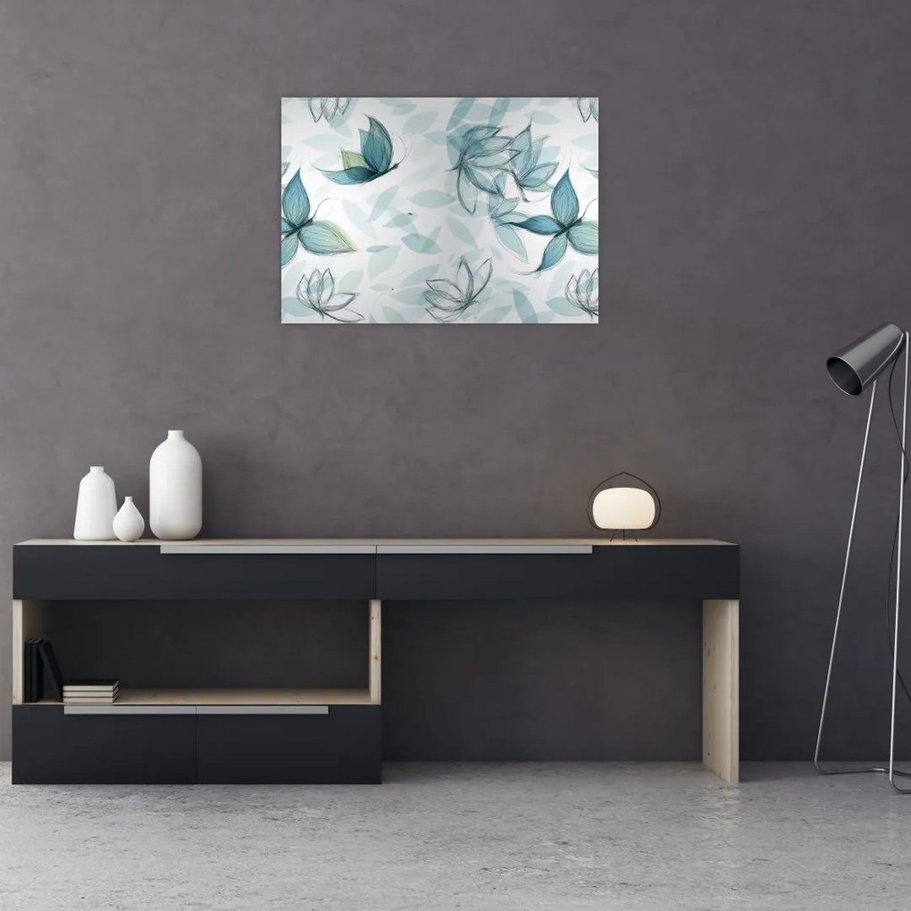 Kép - kék csokornyakkendő (üvegen) (70x50 cm)