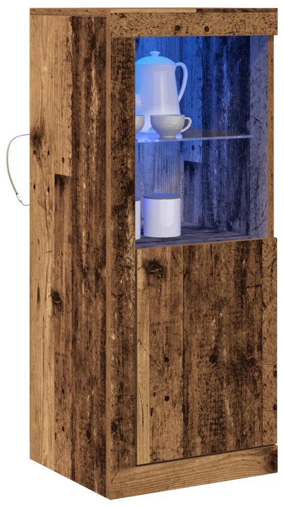 LED világítással rendelkező oldalajtó régi fa 41x37x100 cm