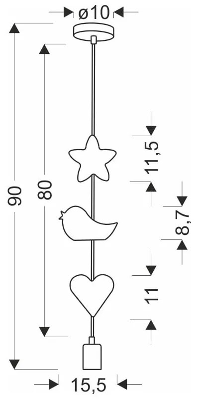 Fehér-rózsaszín gyerek függőlámpa fém búrával Single – Candellux Lighting