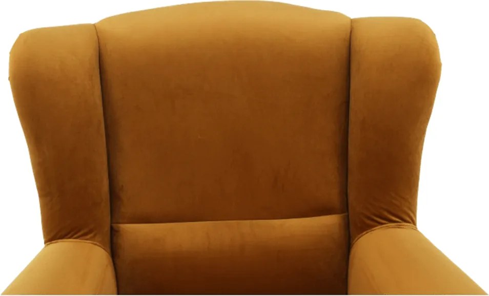 Füles fotel puffal, szövet mustár, ASTRID