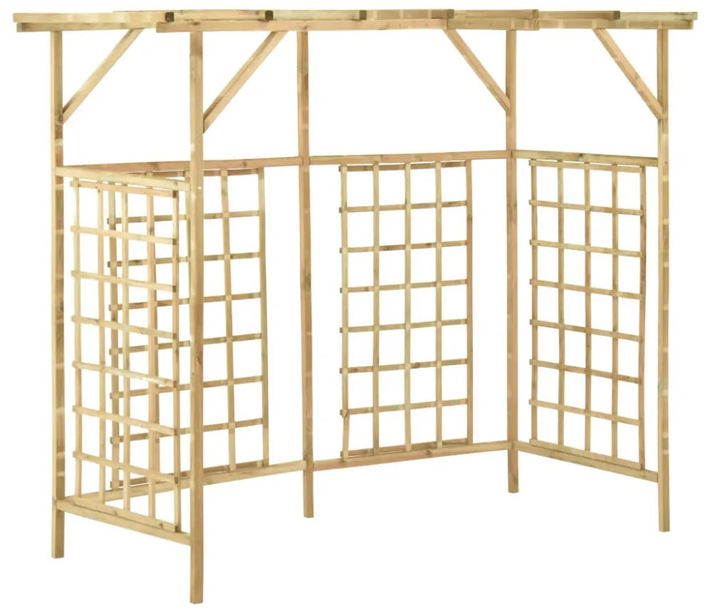 impregnált fenyőfa kerti pergola 3 szemeteskukához