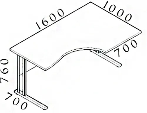 Visio ergonomikus asztal 160 x 100 cm, jobb, juhar