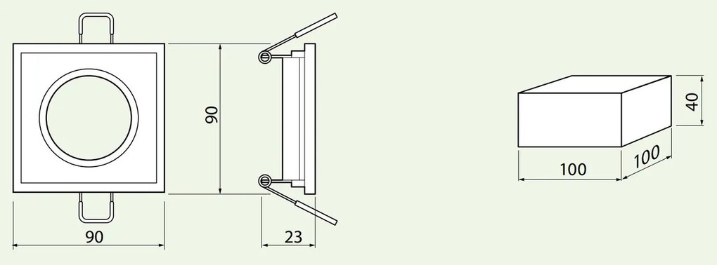 Lámpa Mennyezeti lámpatest BRILLANTE, üveg, fekete kristály, négyzet (+ izzó foglalat MR11, MR16, JCDR)