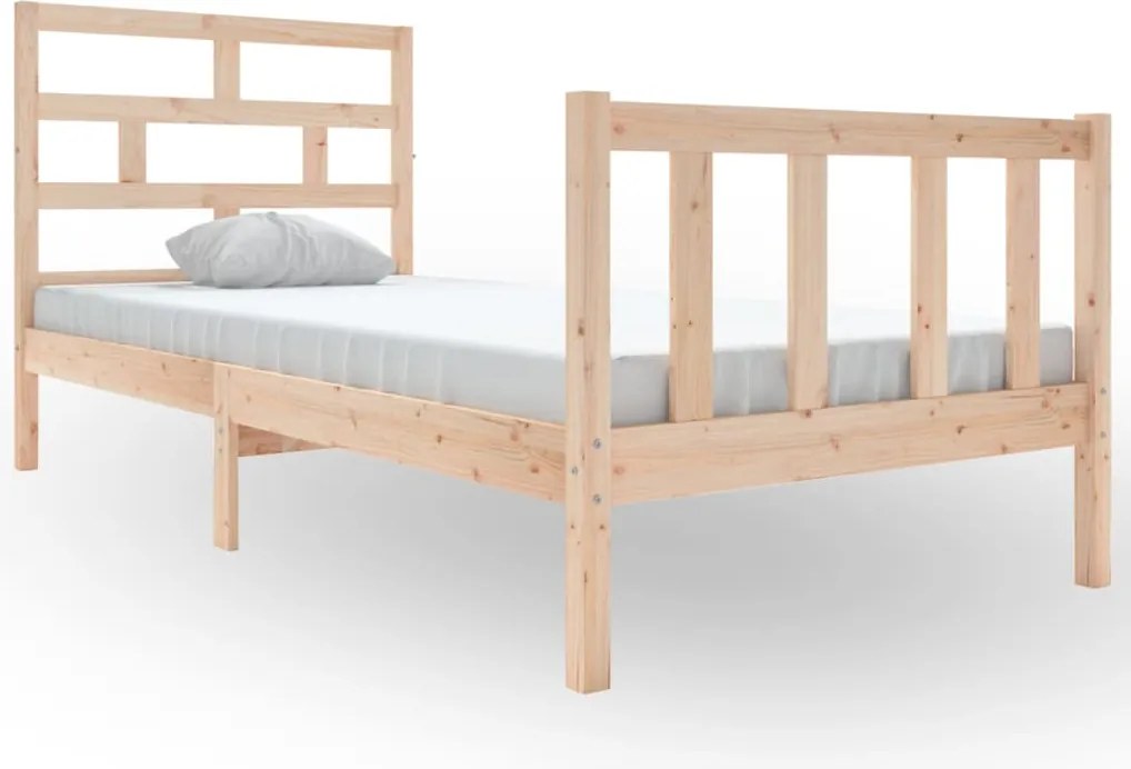 vidaXL Single tömör fenyőfa ágykeret 90 x 190 cm
