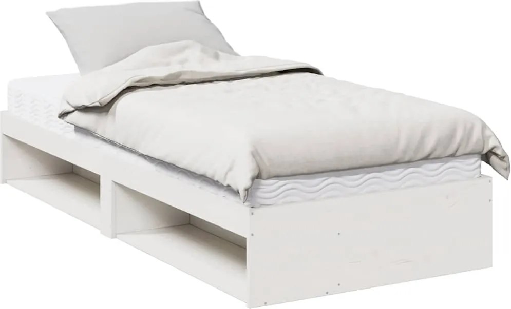 vidaXL nappali ágy matraccal fehér 100x200 cm tömör fa fenyőfa