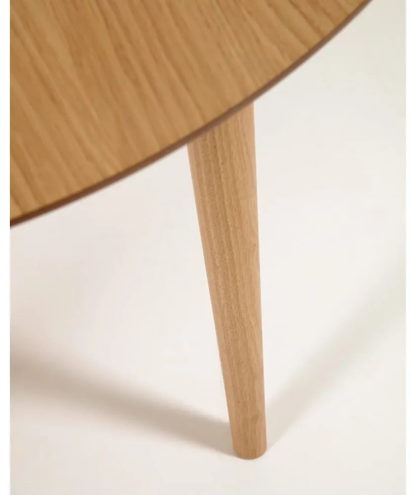 Natúr színű bővíthető étkezőasztal tölgyfa dekorral ø 120 cm Oqui – Kave Home