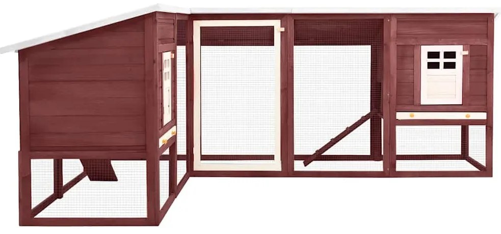 vidaXL mokkaszínű és fehér tömör fenyő kültéri nyúlketrec kifutóval