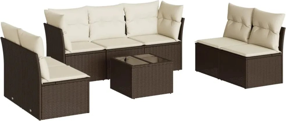 vidaXL 8 részes barna polyrattan kerti ülőgarnitúra párnákkal