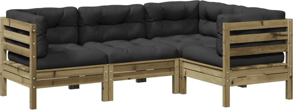 vidaXL 4 részes impregnált fenyőfa kerti ülőgarnitúra párnával