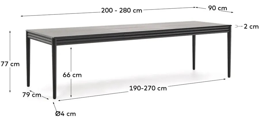 Bővíthető étkezőasztal hosszabbító asztallappal tölgyfa dekorral 90x200 cm Lenon – Kave Home