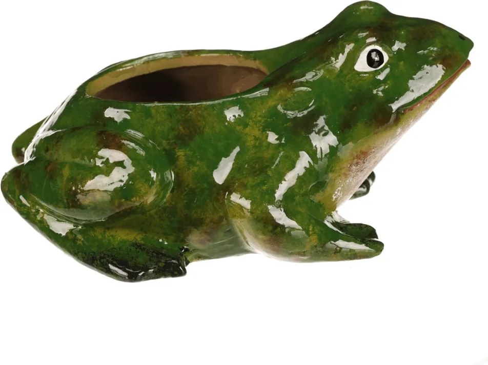 Kerámia virágtartó béka formában zöld
