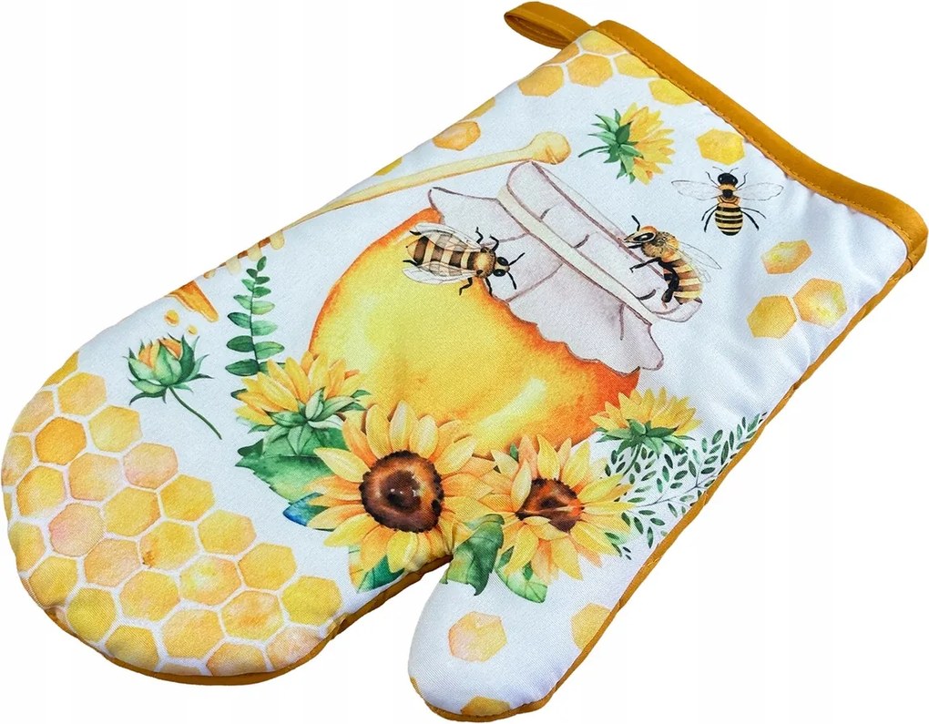 Konyhai kesztyű 18x27 mágnessel 2 db fehér sárga méhparadicsom