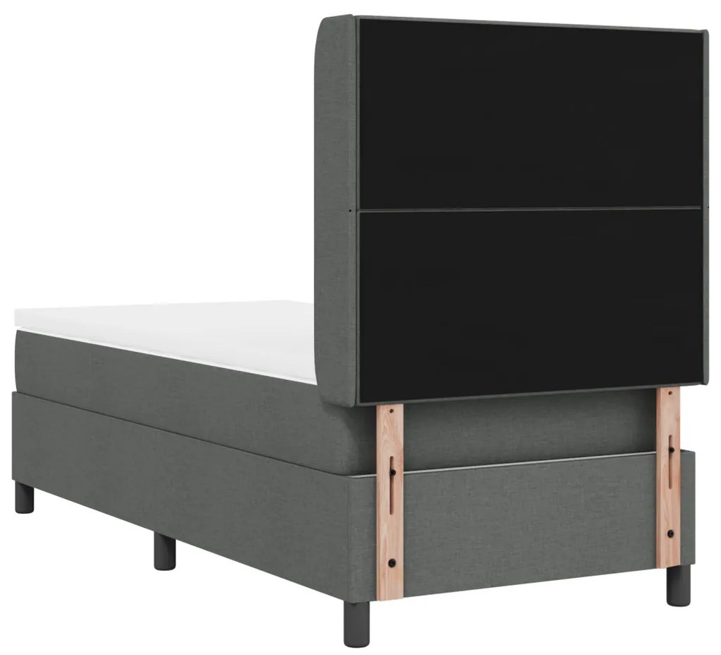 Boxspring Ágy Matrac Külön világítással, Sötétszürke, 90x200 cm Szövet