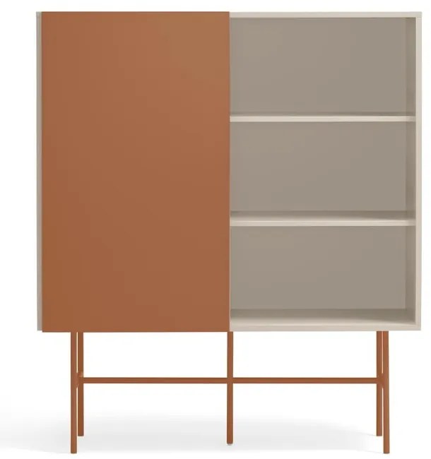 Téglavörös-bézs magas komód tolóajtóval 120x140 cm Nube – Teulat