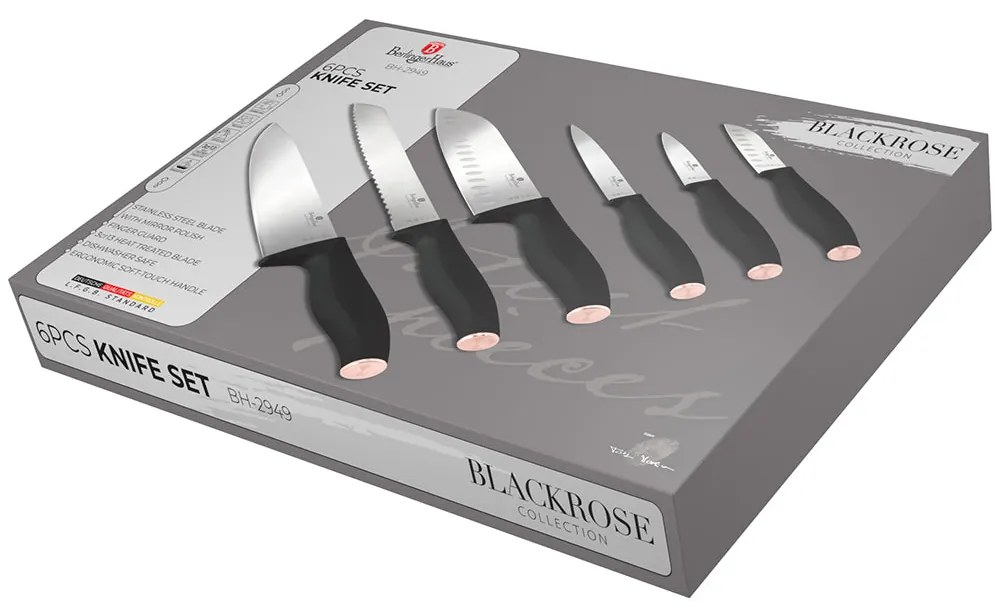 Berlinger Haus rozsdamentes acél 6 részes késkészlet Black Rose Collection