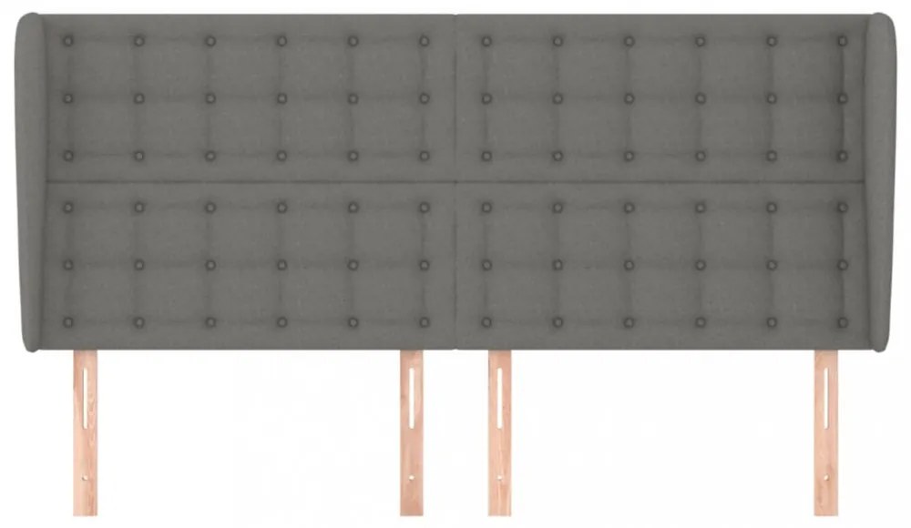 sötétszürke szövet fejtámla szárnyakkal 163 x 23 x 118/128 cm