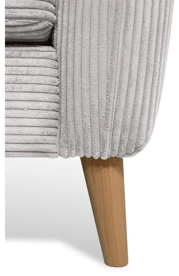 Világosszürke kordbársony sarokkanapé (bal oldali) Paris – Scandic