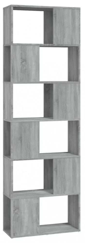 szürke sonoma színű térelválasztó könyvszekrény 60x24x186 cm