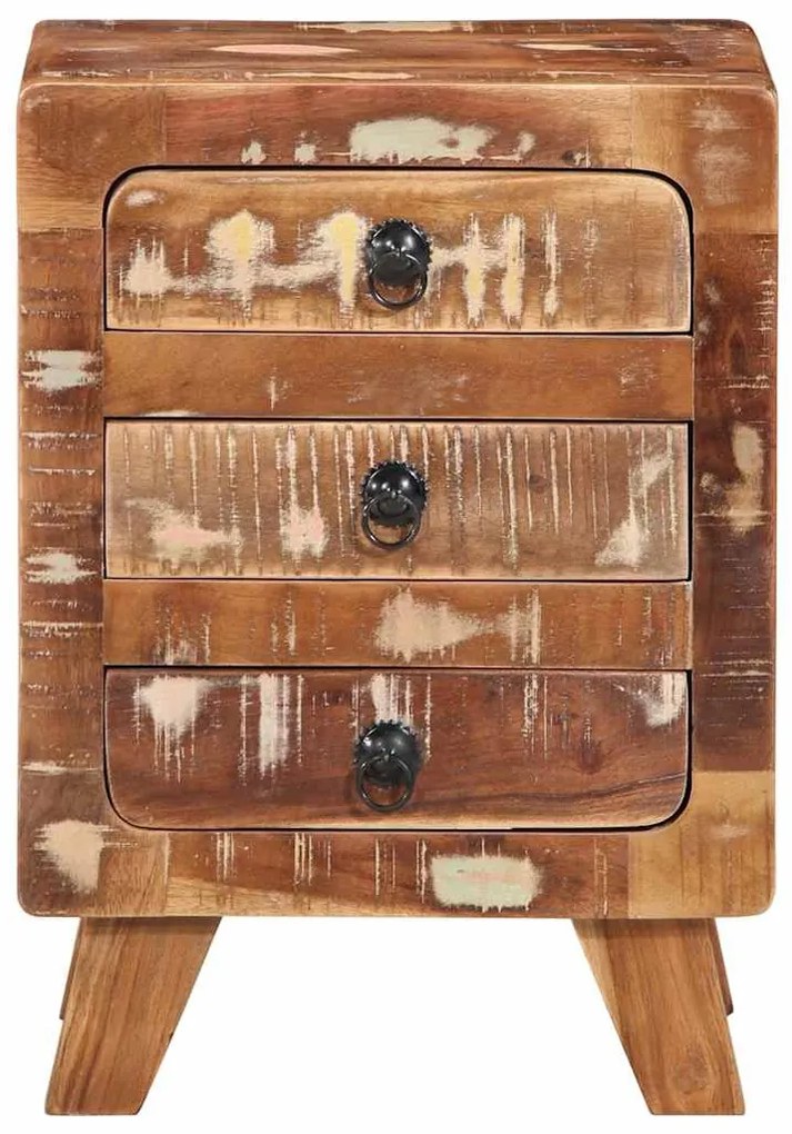 Tömör újrahasznosított fa éjjeliszekrény 37x32x50 cm